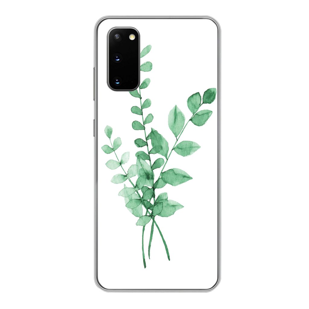 MuchoWow Handyhülle Schutzhülle Hülle für Samsung Galaxy S20 Aquarelle - Blätter - Pflanzen Silikon Softcase Handy Hülle - Bild