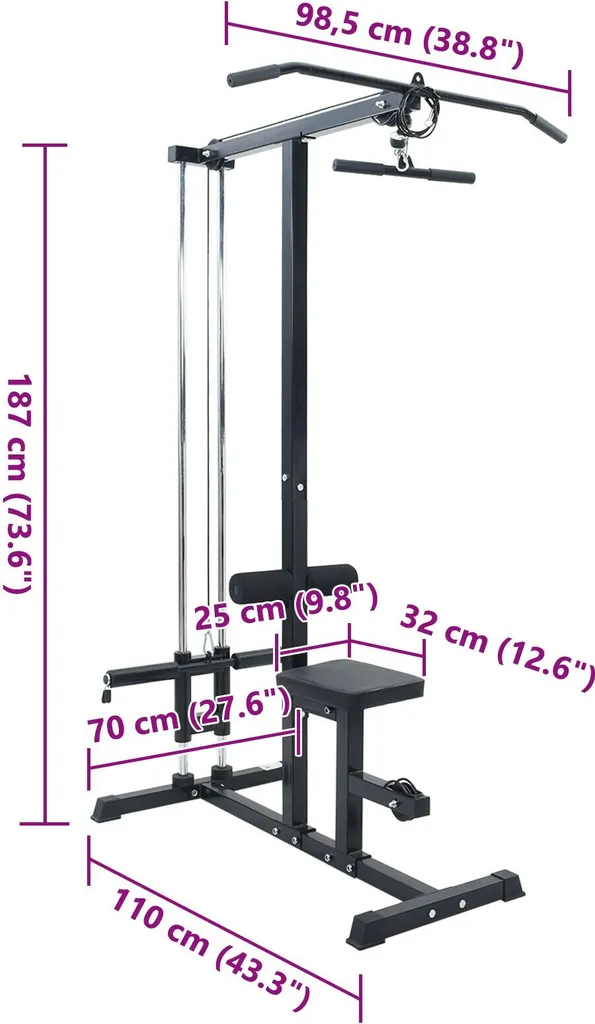 Machine Lat Pulldown pour musculation à domicile - Charge max 80 kg