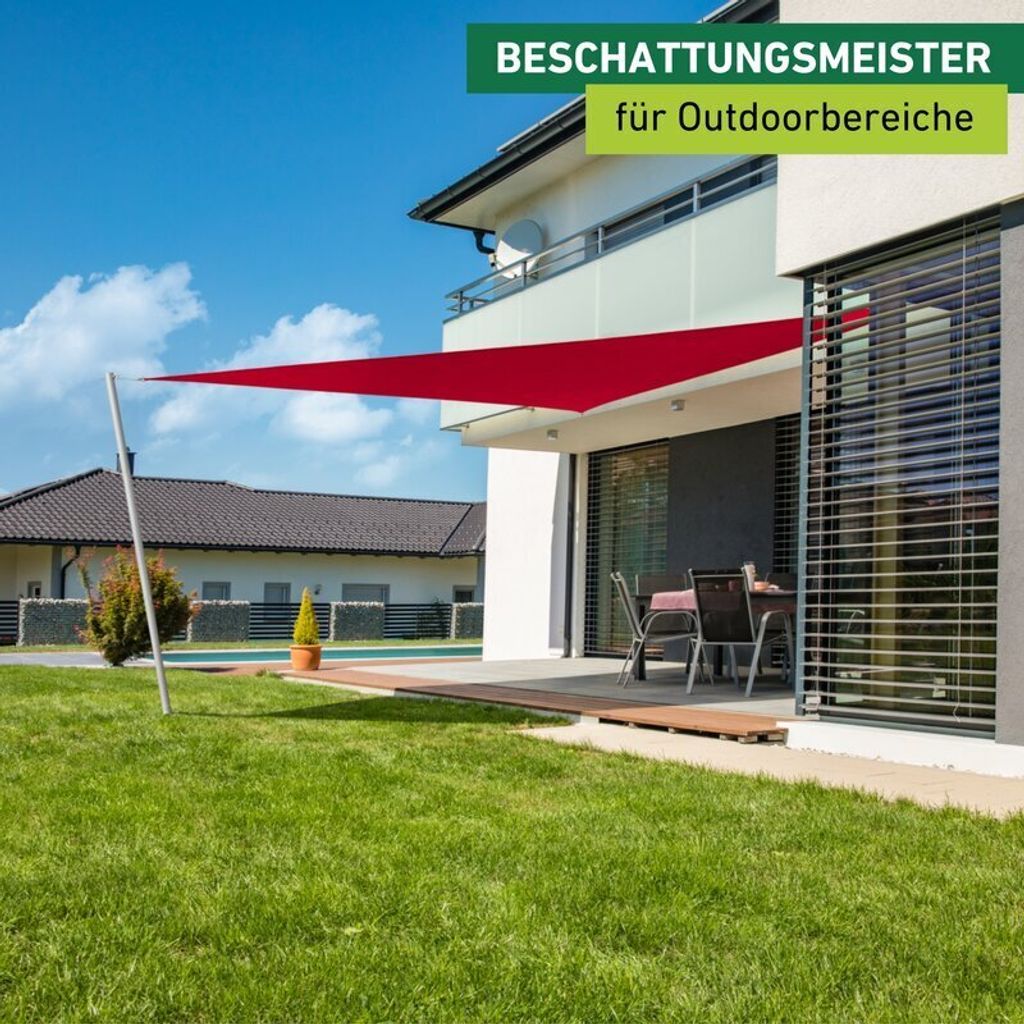 Sonnensegel Dreieck, 5x5x5m, rot, wasserabweisend