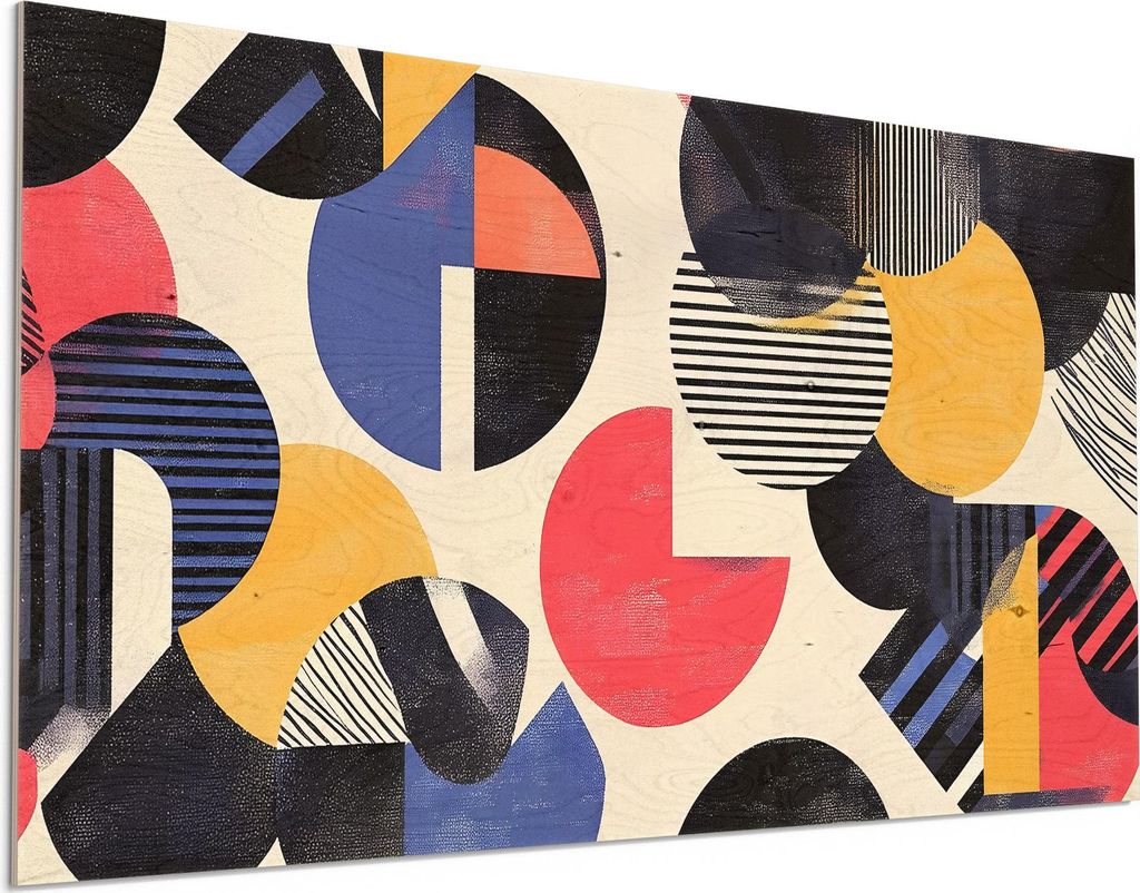 DEQORI Holzbild 100x50 cm 'Bauhaus Beats' Bild auf Holz Wandbild Kunstdruck nachhaltig