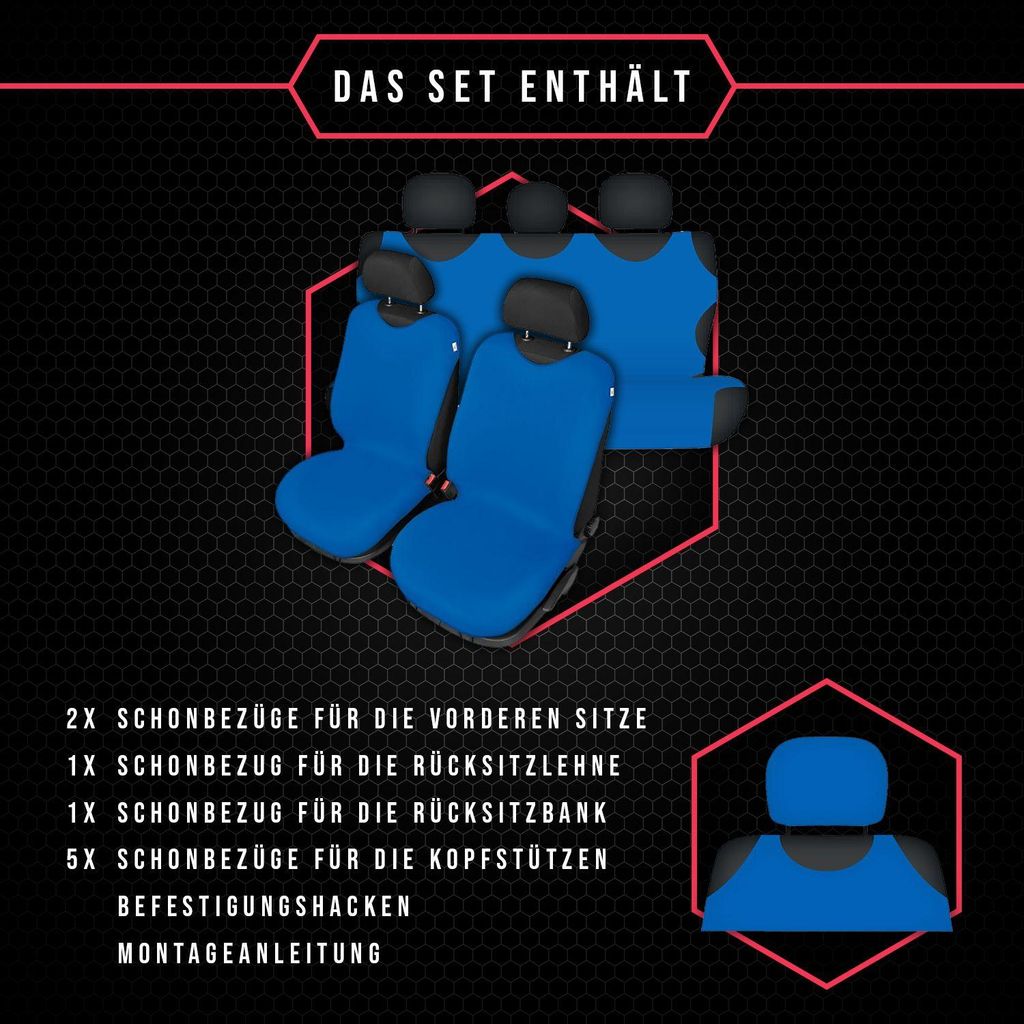 Autositzbezüge Universal Schonbezüge PKW Auto 3er Set für Volkswagen Käfer