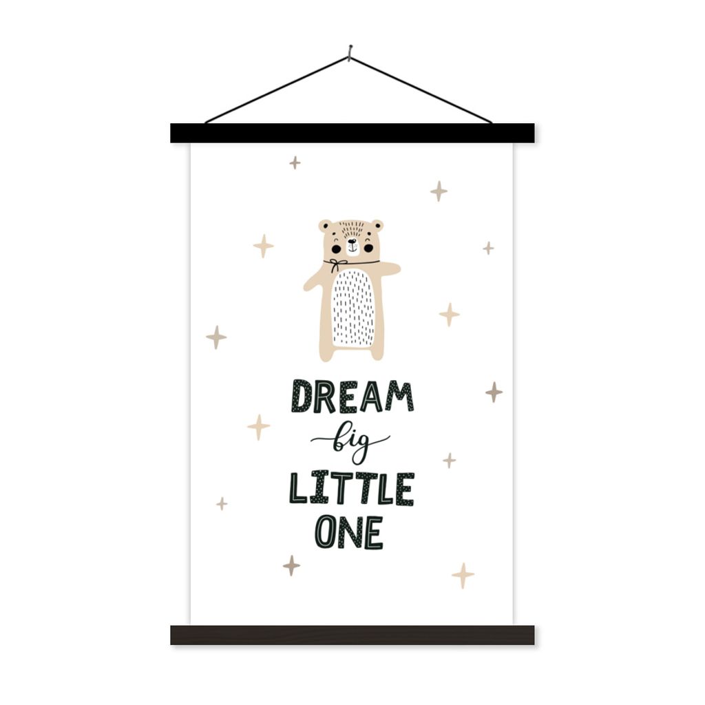 MuchoWow Textilposter Zitate - Sprichwörter - Dream big little one - Kinder - Baby 60x90 cm mit schwarzem Rahmen - Poster Wohnzimmer