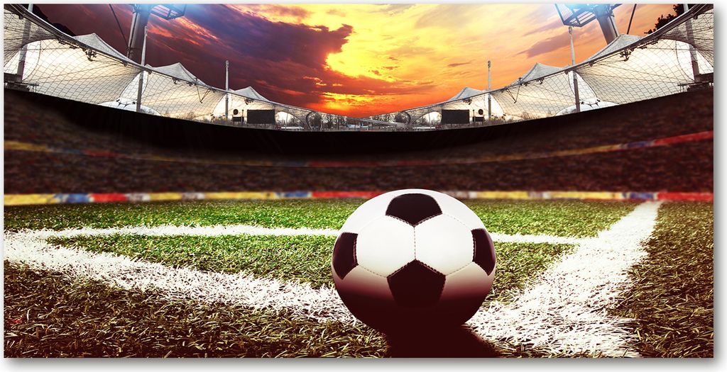 Tulup Leinwandbild - 140x70 cm - Wandkunst - Drucke auf Leinwand - Leinwanddruck - Sport - Mehrfarbig - Ball im Stadion