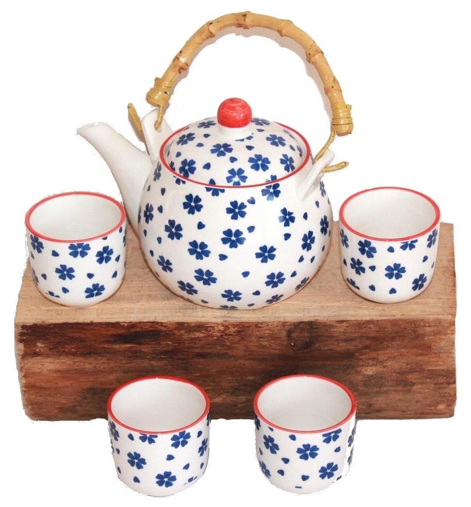 270 Teeset Ruka weiss blau Blümchen 5 tlg im kleinen Produktbild 