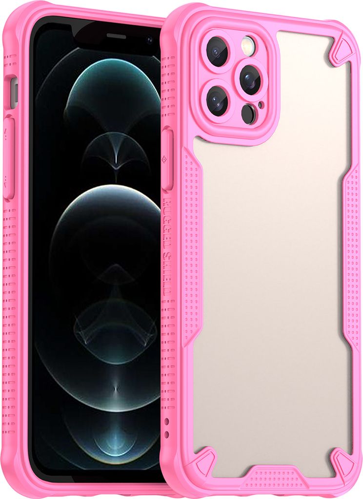 Schutzhülle für iPhone 12 Pro, transluzente matte Rückseite, TPU Bumper Case Pink