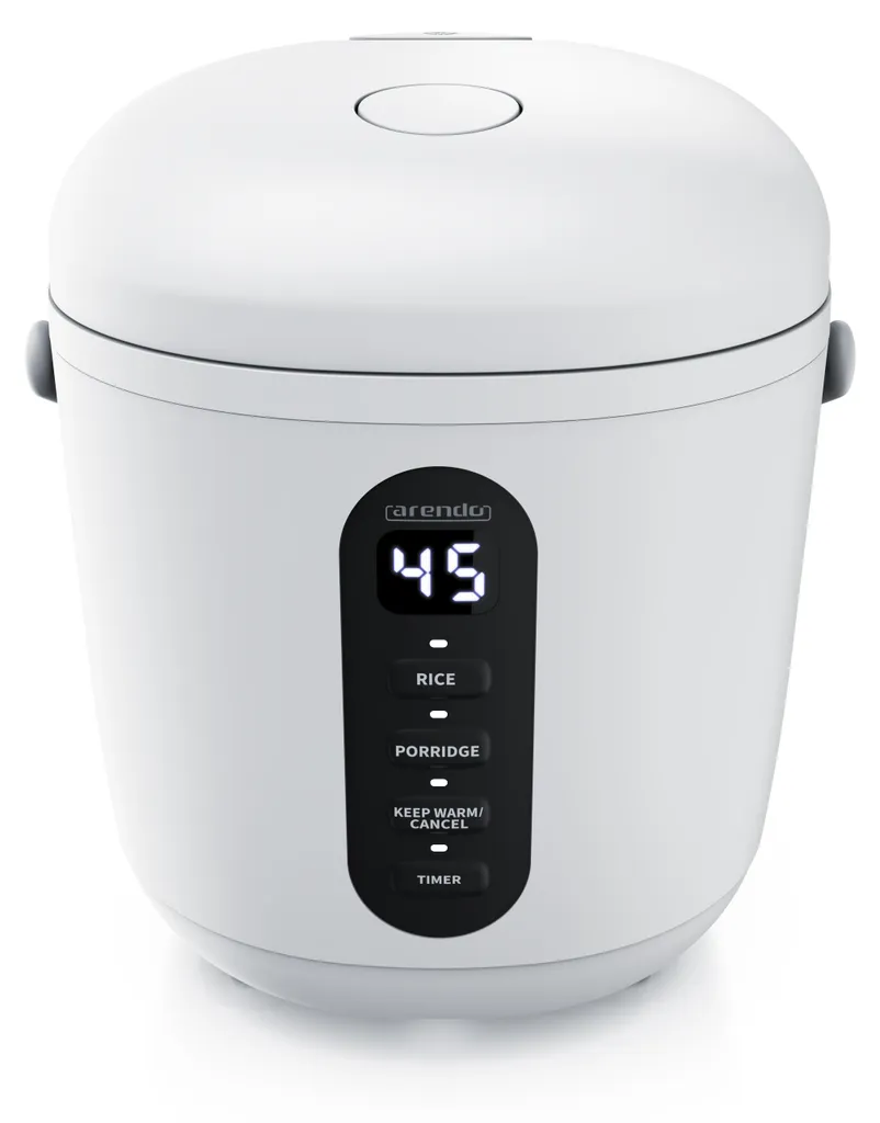 Petit cuiseur à riz programmable 0,8L Arendo blanc avec écran digital