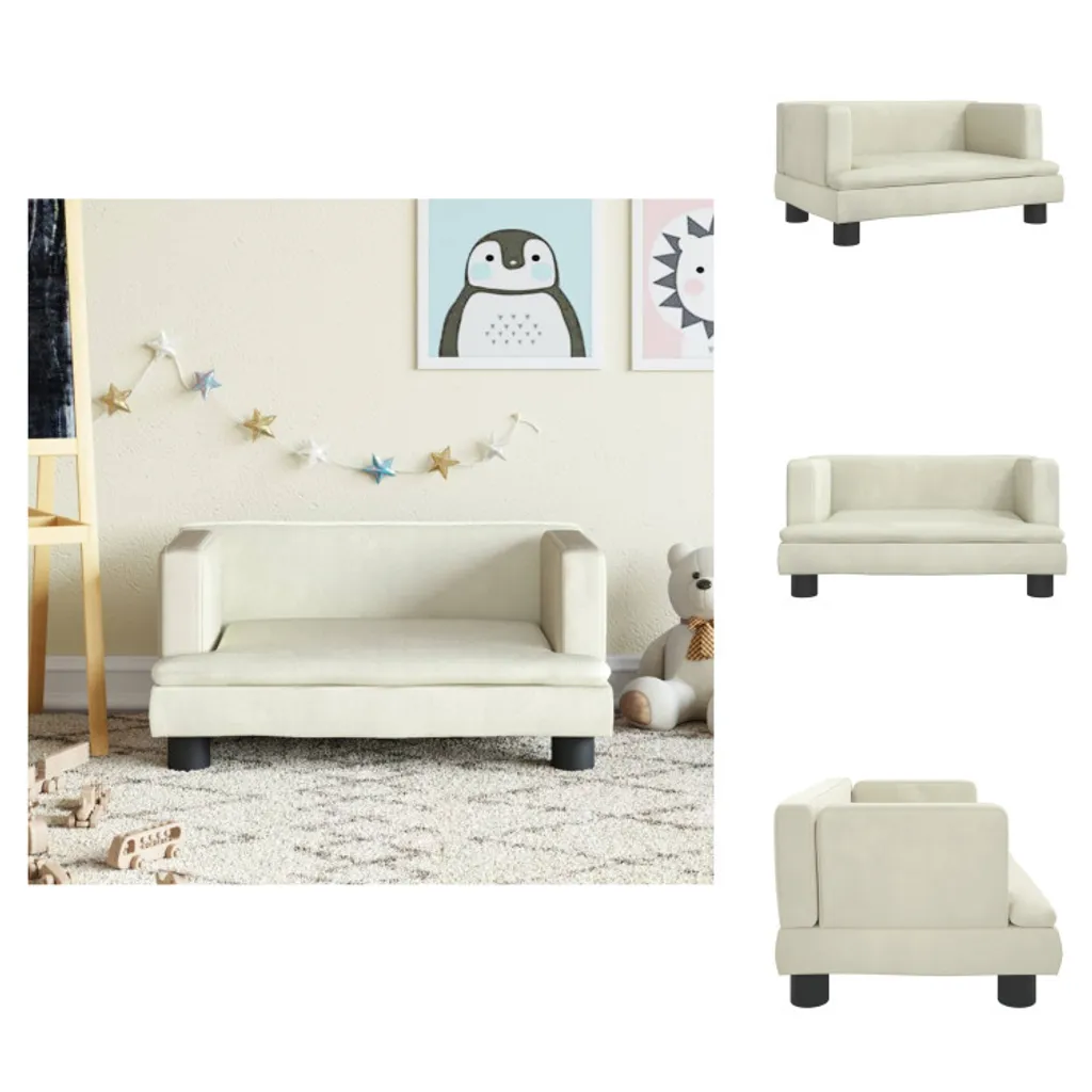 vidaXL Divano per Bambini Crema Velluto 60x40x30 cm | Mini Sofa Soft