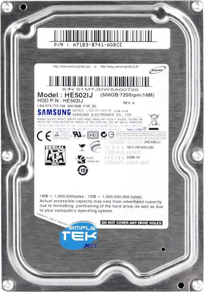 Samsung HE502IJ 500GB HDD 3.5 SATA - Hard Disk per DVR e PC Desktop