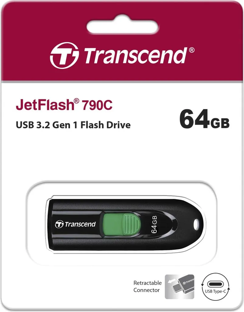 Memoria USB-C 64GB Transcend JetFlash 790 - Backup Rapido Type-C - 7