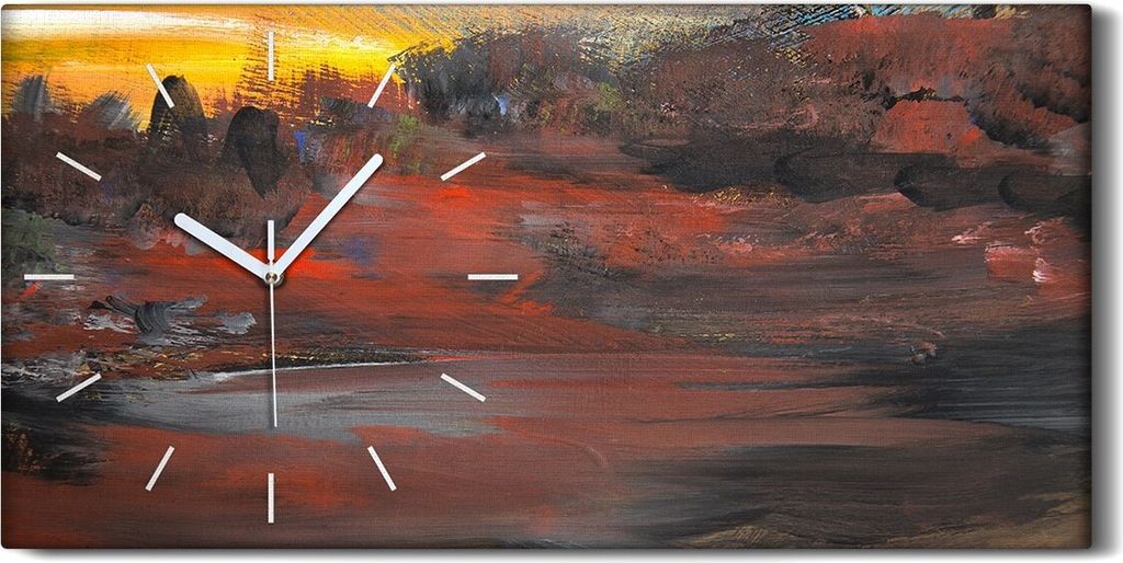 Wandbild Leinwand Bilder mit Uhr Geräuschlos 60x30 Ölgemälde Abstrakte Kunst - weiße Hände