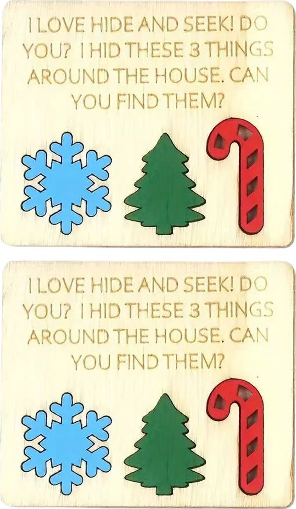 2-teiliges Versteckspiel-Set, Weihnachtsspielzeug aus Holz für die ganze Familie, interaktive Weihnachts-Versteckblöcke für Partyspiele zu Hause...