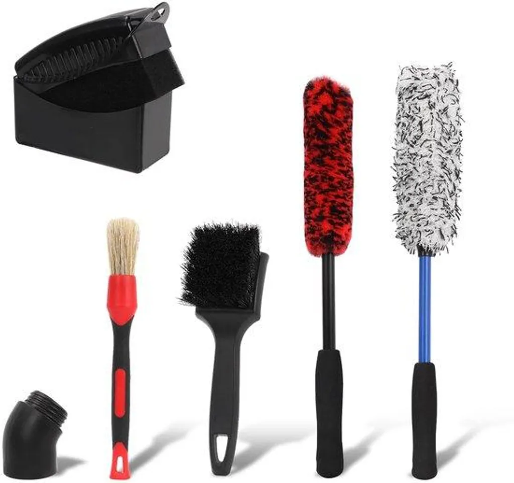 Brosse de nettoyage jante voiture kit 6 pièces à poils doux noirs
