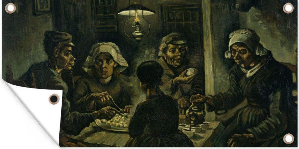 MuchoWow 60x30 cm Outdoor-Poster Gartendeko Sichtschutz Garten Poster für den Garten Die Kartoffelesser - Vincent van Gogh