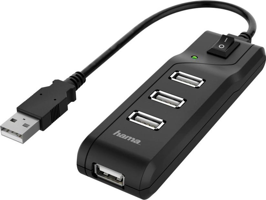 Hub USB, 4 ports, USB 2.0, 480 Mbit/s, interrupteur Image du produit 