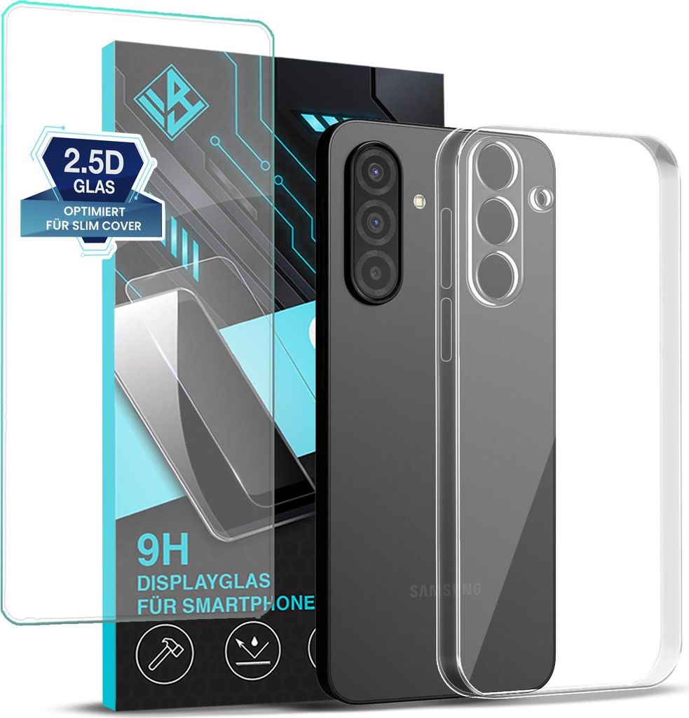 Handyhülle für Samsung Galaxy A57 5G mit 9H Displayglas Displayschutz Hülle Transparent Flexibel Elastisch Case Cover Backcover Schutzhülle