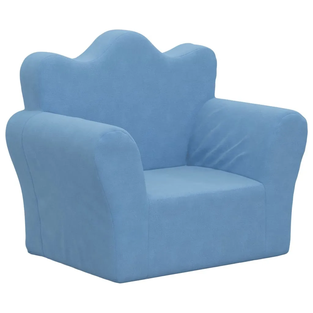 vidaXL Divano per bambini blu in morbido peluche