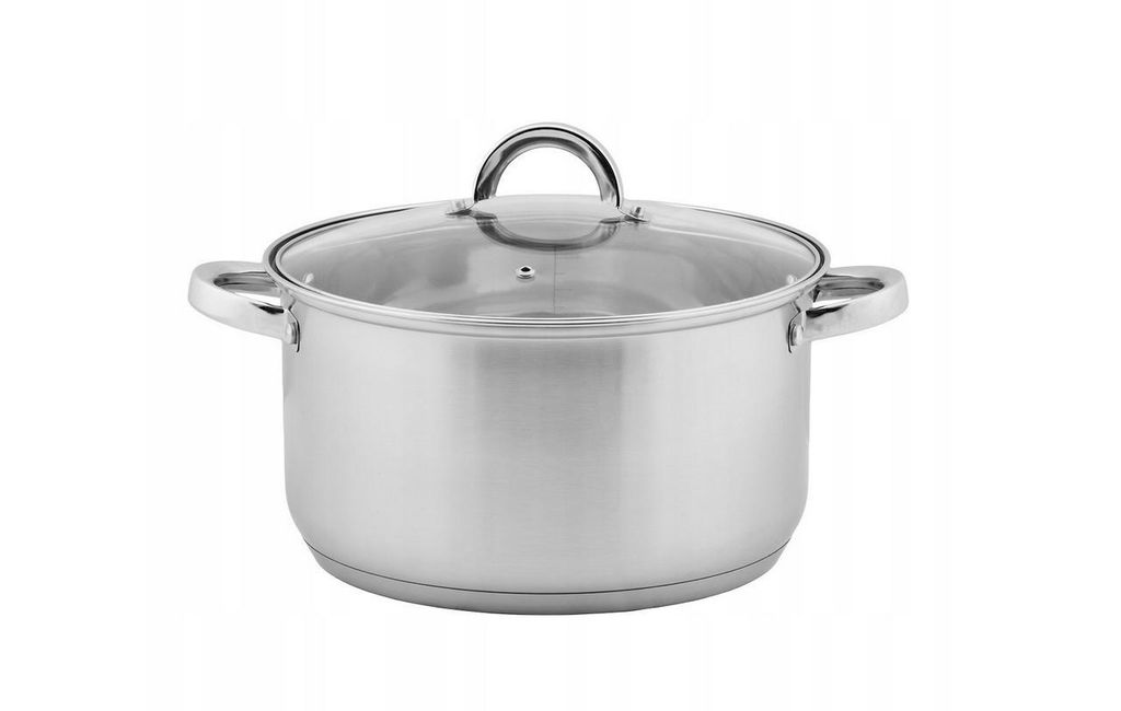 Topfann Kochtopf mit Glasdeckel 5L Edelstahl – Induktion, 24cm, Satiniert, Spülmaschinengeeignet