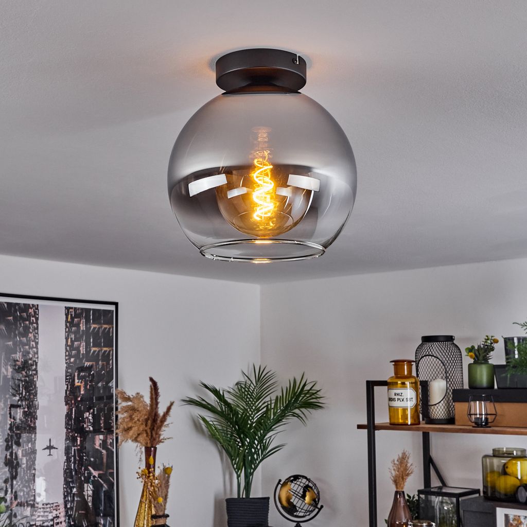 Cesaro »Cesaro« Deckenlampe aus Metall/Glas in Schwarz/Chromfarben/Klar