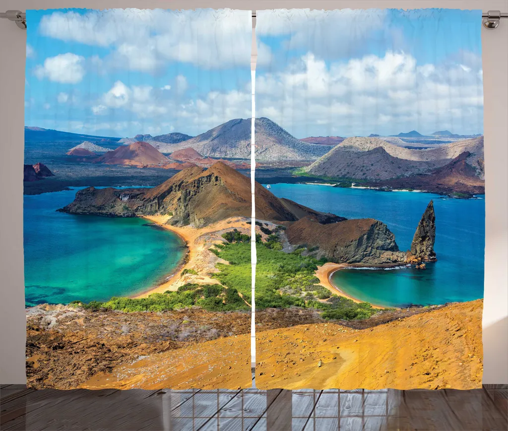 Rideau rustique ABAKUHAUS Équateur paysage volcanique Galápagos 280x225cm