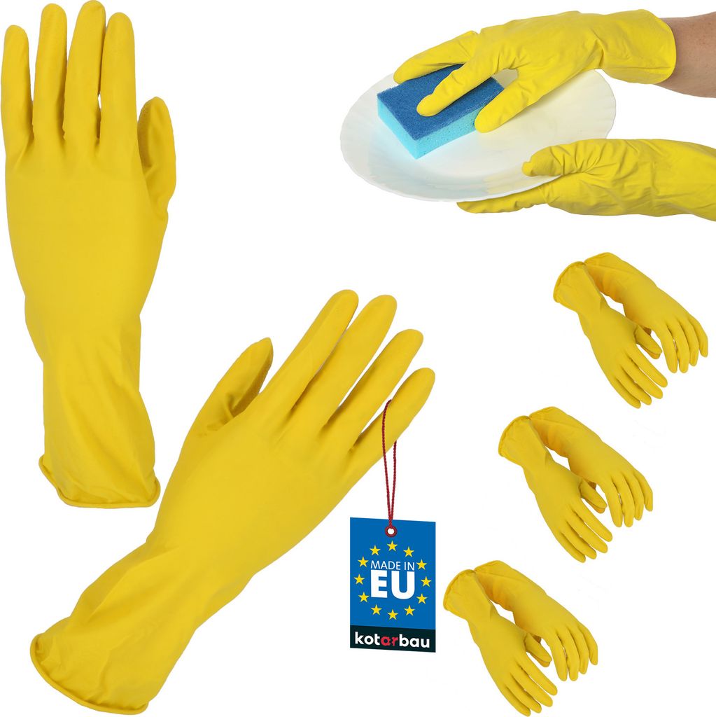 KOTARBAU 3er Set Arbeitshandschuhe Einweghandschuhe Gummihandschuhe Gelb Größe XL Schutzhandschuhe Einmalhandschuhe Gummihandschuhe Latexhandsc...