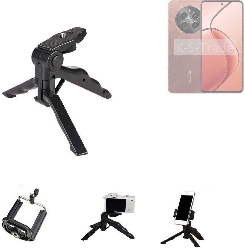 K-S-Trade Stativ Tisch-Ständer Dreibein Handy-Stativ Ständer kompatibel mit Realme P1 Pro 5G Mini-Stativ Smartphone Tripod Handy-Stativ aus Plastik