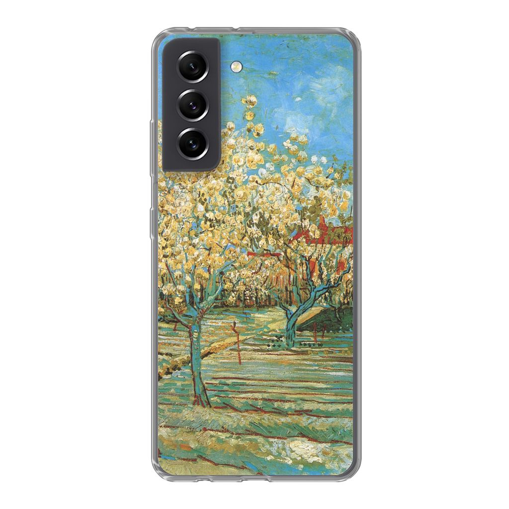 MuchoWow Handyhülle Schutzhülle Hülle für Samsung Galaxy S21 FE Blühender Obstgarten - Vincent van Gogh Silikon Softcase Handy Hülle - Mobi...