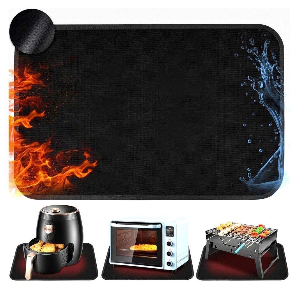 Feuerfeste Unterlage, 60x80 cm Hitzeschutzmatte für Luftfritteuse und Kaffeemaschine, Silikonmatte für Tischplatte und Mikrowelle