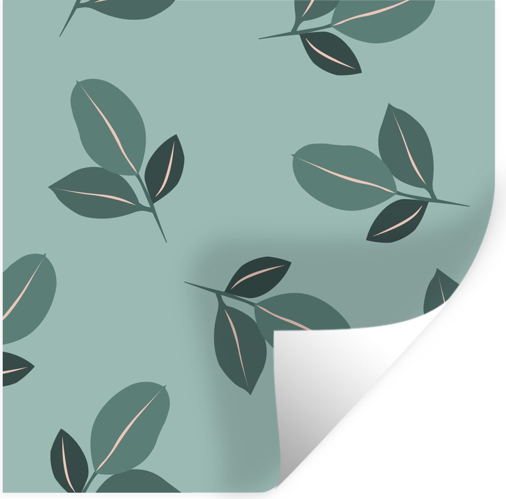 MuchoWow Wandtattoo Wandsticker Wandaufkleber Sommer - Pflanzen - Türkis 30x30 cm Selbstklebend und Repositionierbar - Repositionierbar - Wasser...