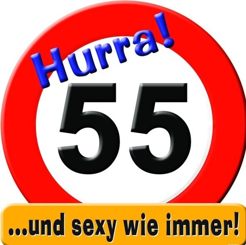 1 Riesenschild " Hurra 55 D: 50Cm Pappe 55. Geburtstag1 Riesenschild " Hurra 55 D: 50Cm Pappe 55