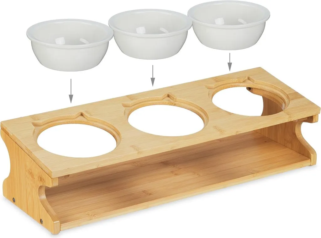 Station d'alimentation chats 3 gamelles anti-renversement pour sol propre