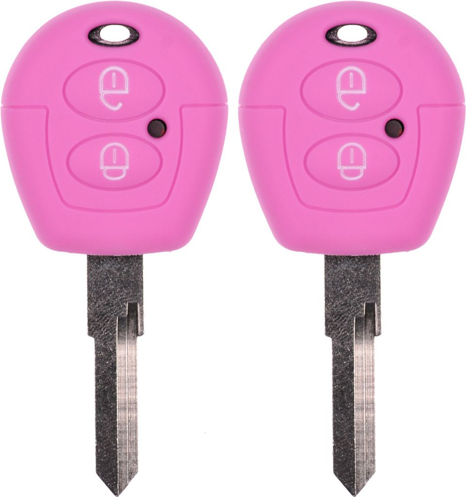 2x Auto Schlüssel Silikon Schutz Hülle Rosa kompatibel mit VW SEAT Skoda T4 Fox Sharan Polo Cordoba 2 Tasten Funk Fernbedienung