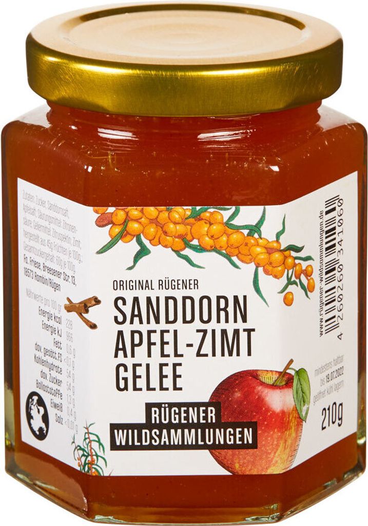 Original Rügener Sanddorn-Apfel-Zimt-Gelee, vegan Produktbild 