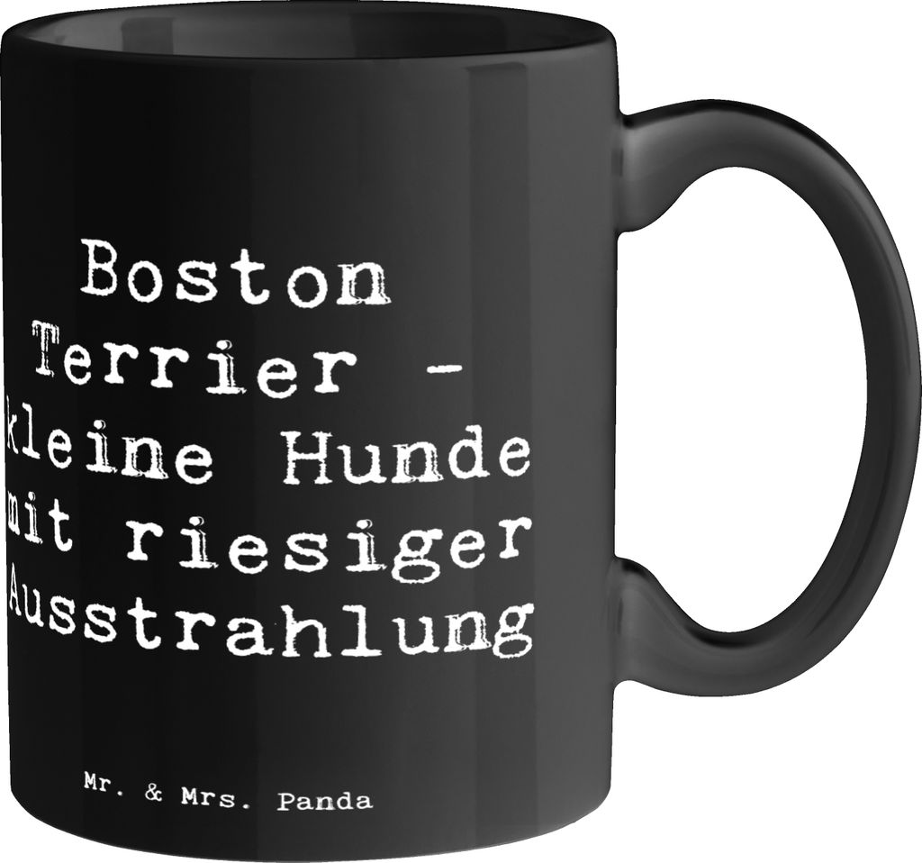 Mr. & Mrs. Panda Kaffeetasse Spruch Boston Terrier - Schwarz - Geschenk, Freude, Hunderasse, Teebecher, Trinkbecher, einzigartiger Charakter, Pott,...