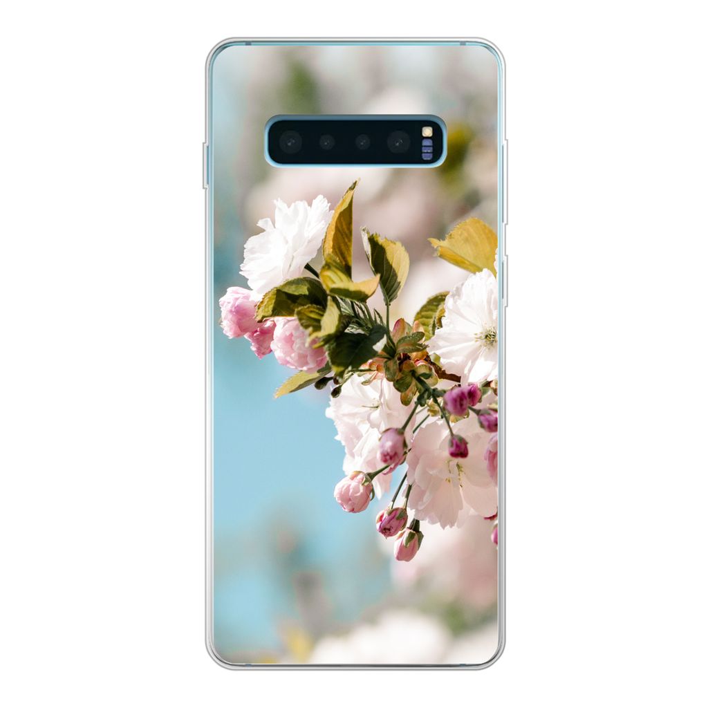 MuchoWow Handyhülle Schutzhülle Hülle für Samsung Galaxy S10 Plus Blumen - Blüte - Frühling Silikon Softcase Handy Hülle - Schutzhülle