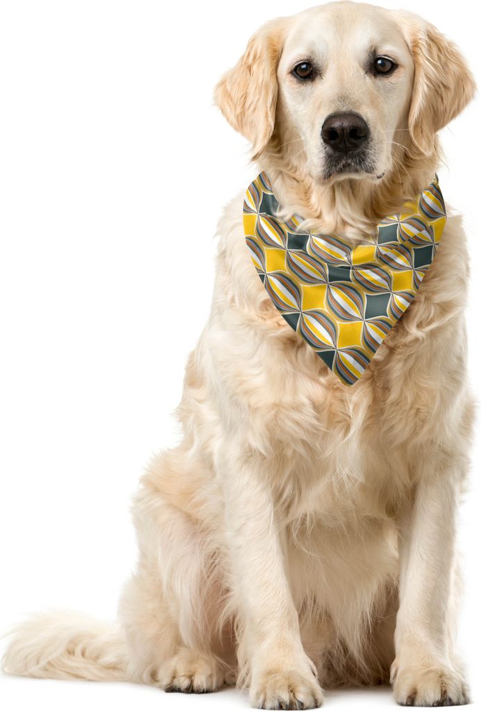 ABAKUHAUS Geometrisch Haustier Bandana, Rhombus and Stripes, 55x55 cm, Grau, Gelb, Weiß