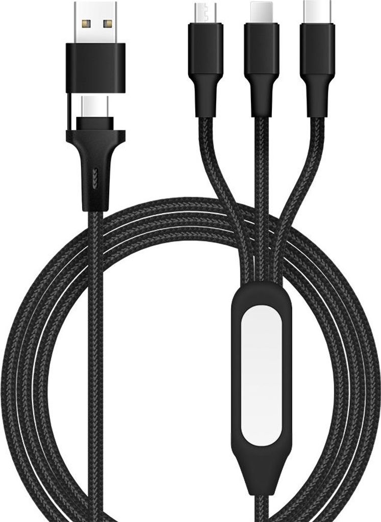 INF 5-in-1 LED Ladekabel mit Nachtlicht - Universell für Zuhause & Reise Schwarz