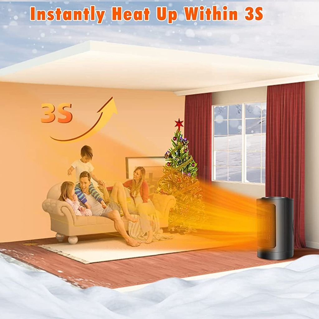 Heizlüfter 1500 W, ECO-Heizlüfter, energiesparend, leise, PTC-Keramikheizer, elektrische Touch-LED, 70°-Oszillation, 24-Stunden-Timer, Thermosta...