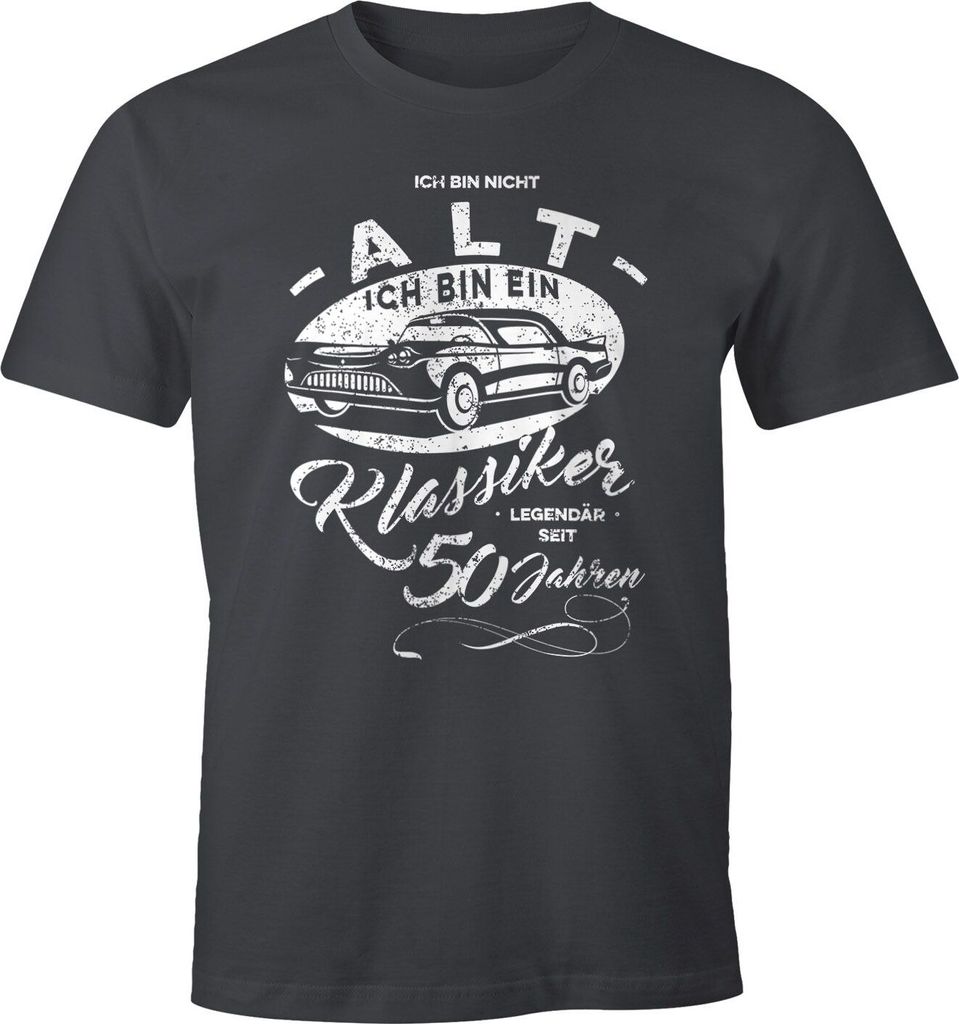 Herren Geschenk T-Shirt Geburtstag Ich bin nicht alt Ich bin ein Klassiker Auto Oldtimer Spruch 30-90 Jahren Moonworks 50 dunkelgrau XXL