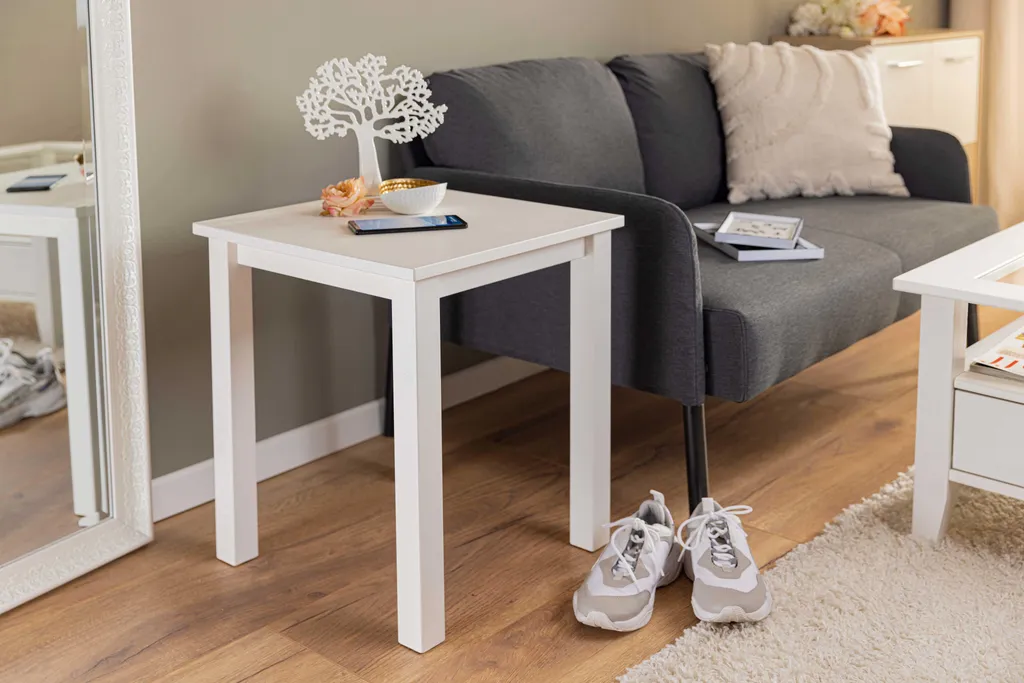 Table d'appoint Asgar blanc : structure robuste et finition laquée chic - 11