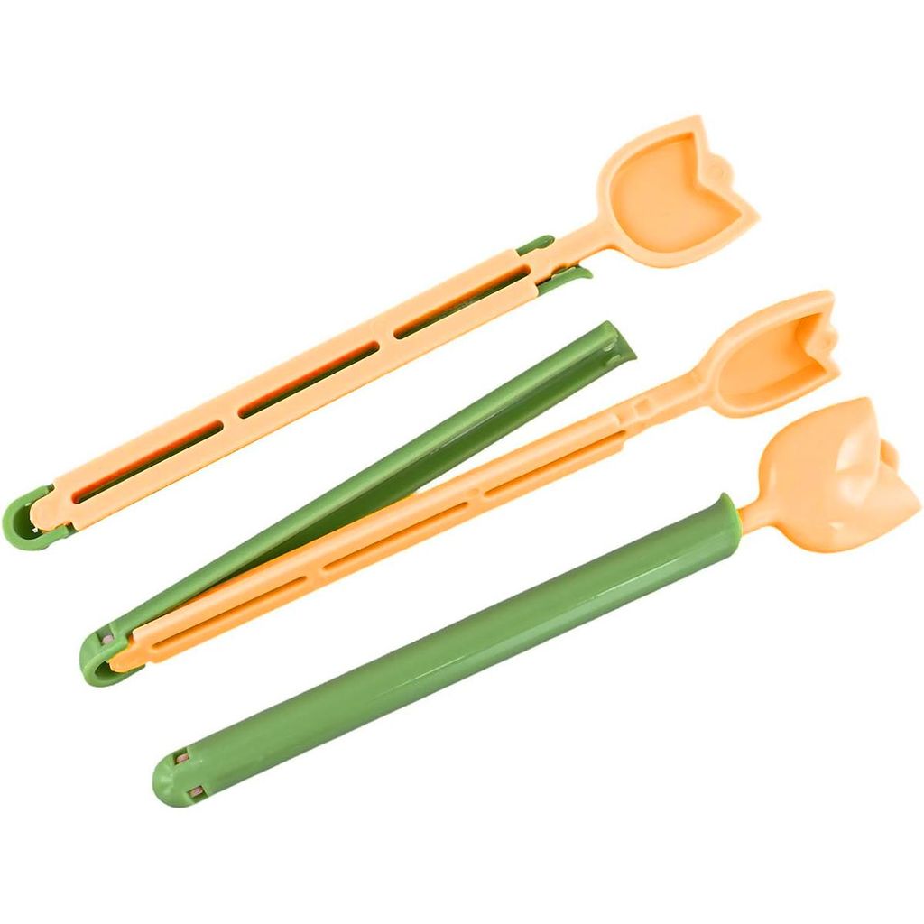 Tulpenform Beutelclips mit magnetischer Aufbewahrungsbox, 5er Set, ABS-Material, für Snacks, Lebensmittelverpackungen, Feuchtigkeitsschutz, 14x9.5...