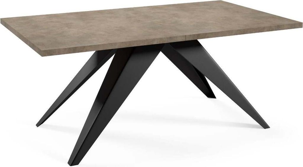 FURNLUX Esstisch Vento Grau Und Schwarz 80cm / Hauptfarbe: Grau / Abmessungen: 80 x 76 x 240 cm