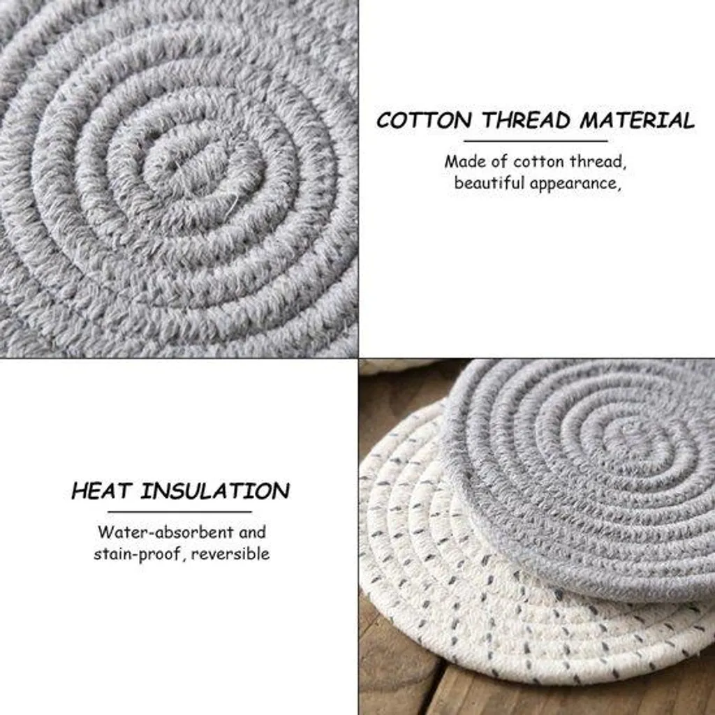 Tapis de sol ronds en coton lot de 4 absorbants tissés à la main 60cm