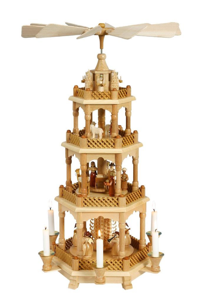 Pyramide Christi Geburt mit Engeln natur BxHxT 29x58x29cm NEU