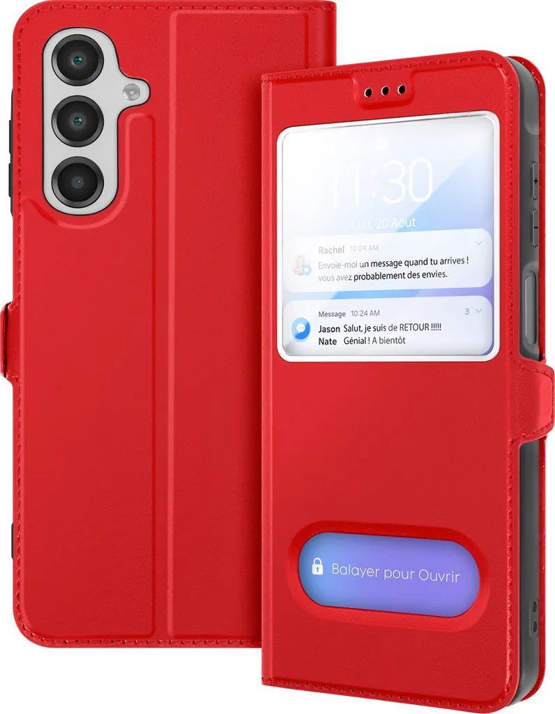 Custodia Samsung Galaxy A16 Avizar Rossa - Doppia Window e Stand
