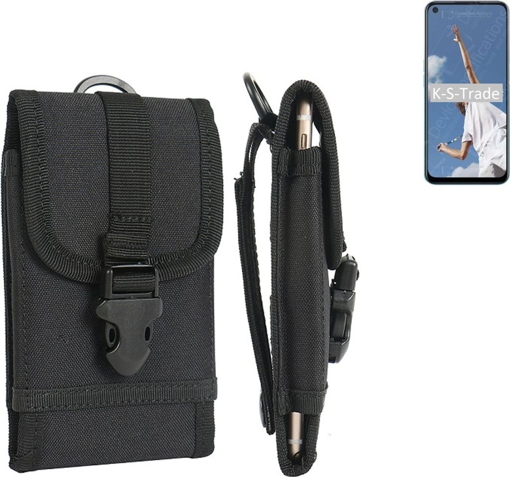 K-S-Trade Holster Handy Hülle kompatibel mit Oppo A52 Holster Handytasche Gürtel Tasche Schutz Hülle Robust Outdoor schwarz