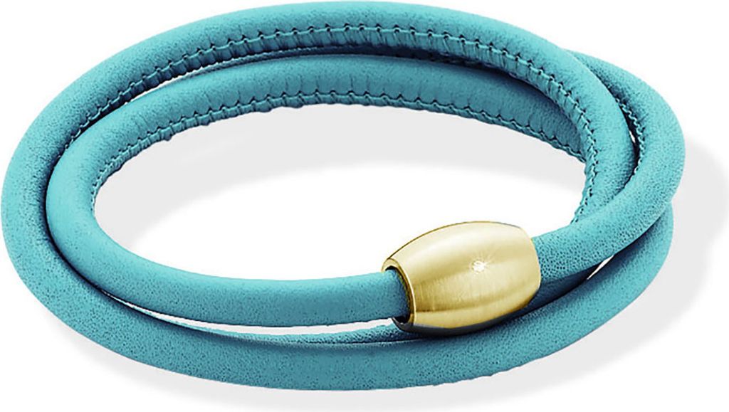 51603517G1 Lederarmband Türkis mit Magnetverschluss 1 Brillant gelb vergoldet - Länge zur Wahl XEN