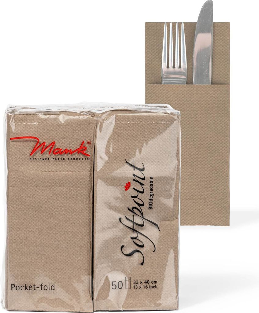 Softpoint "Pub" Besteckservietten Beige Grey, 40 x 33 cm, 900 Stück - voller Karton