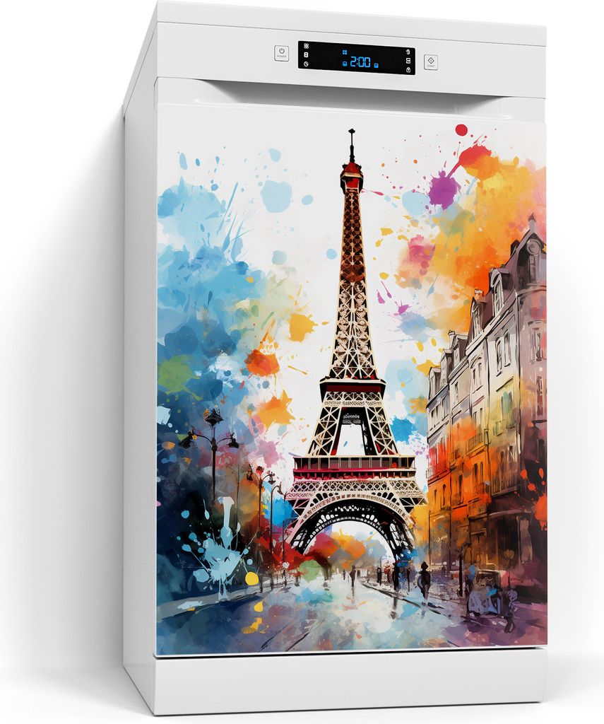 DEQORI Magnetmatte Spülmaschine beschreibbar 60x80 cm 'Paris im Farbenrausch' Magnetfolie