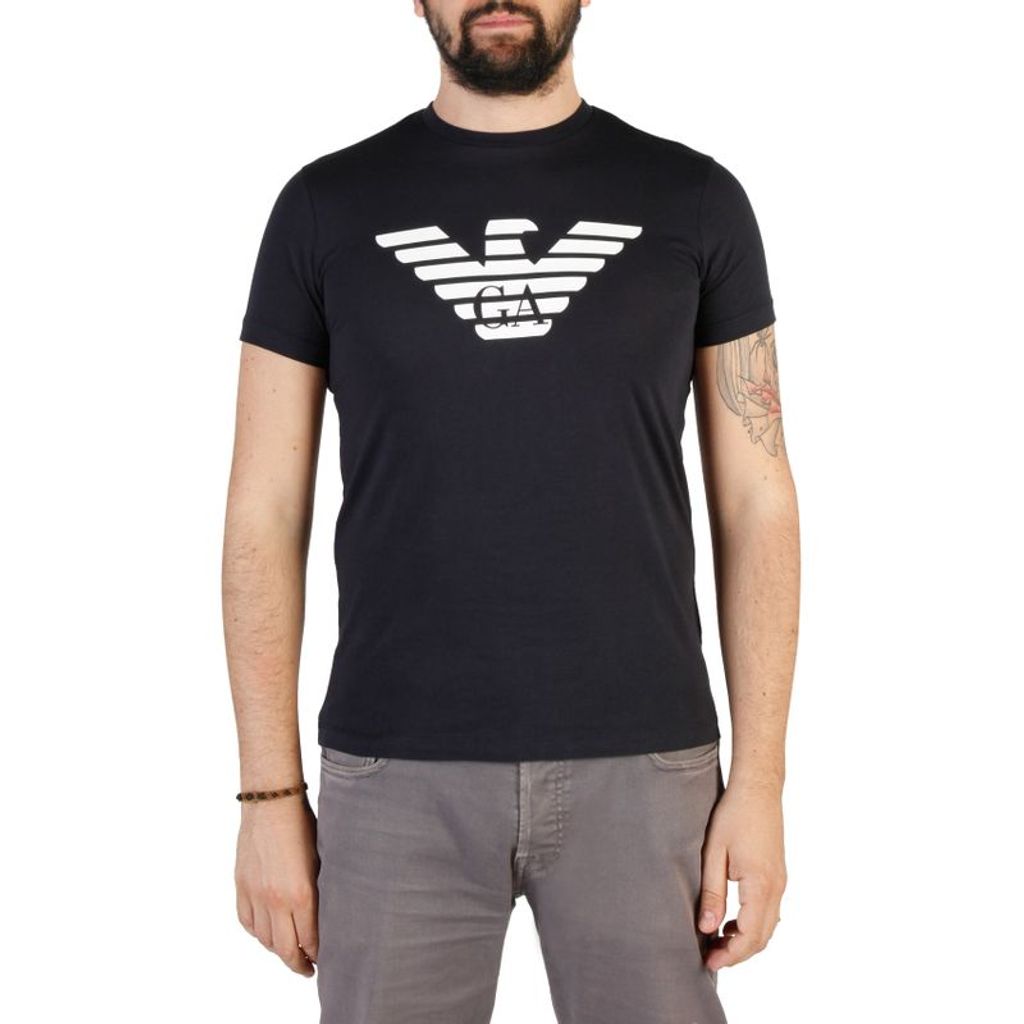 Emporio Armani Marken Herren T-Shirt, Freizeitshirt, 8N1T99, schwarz, Größe:XL, Farbe:Blau, Herstellerfarbe:navy