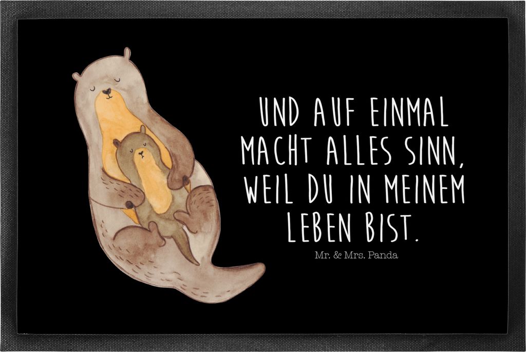 Mr. & Mrs. Panda fußmatte Otter Kind 40 x 60 cm - Schwarz - Geschenk, Familie, Schmutzmatte, Sauberlaufmatte, Tochter, Baby, Schmutzfangmatte, tep...